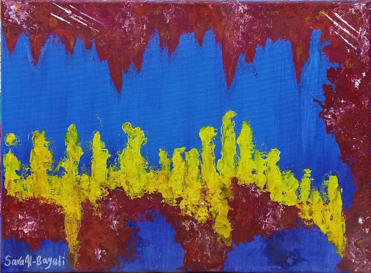sara 12 Yellow Flame - painting by Sara Al-Bayati