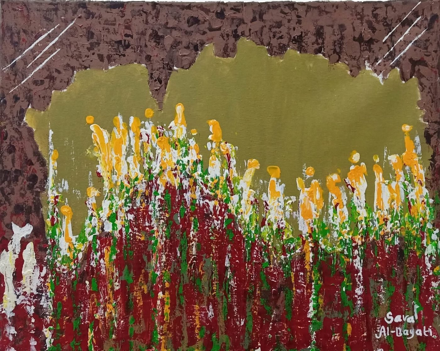 sara n08 Golden Meadow - painting by Sara Al-Bayati