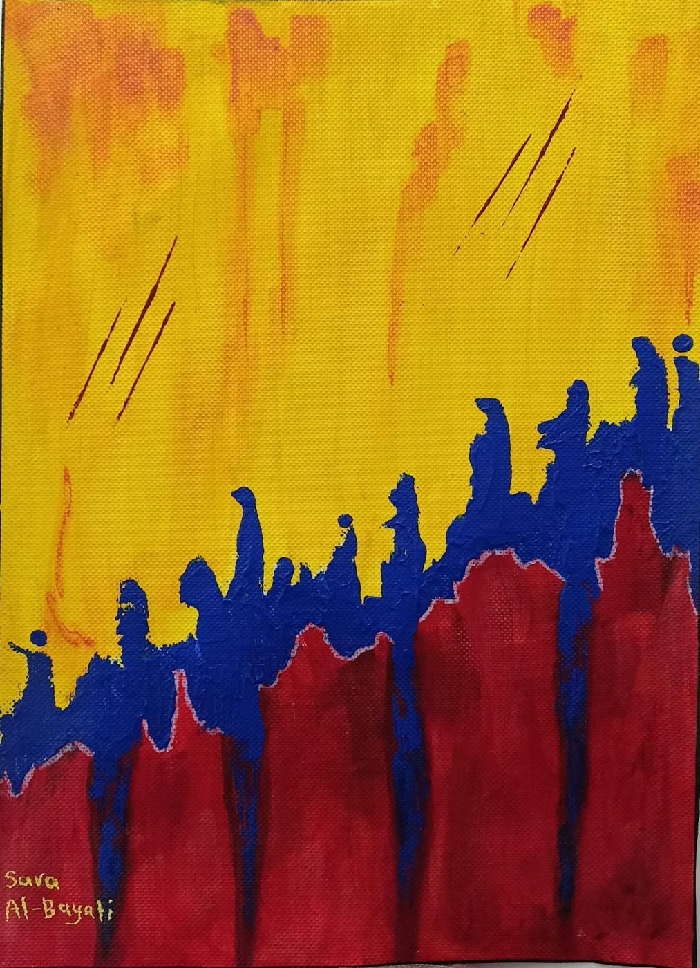 sara n15 Crowd in the Sun - painting by Sara Al-Bayati